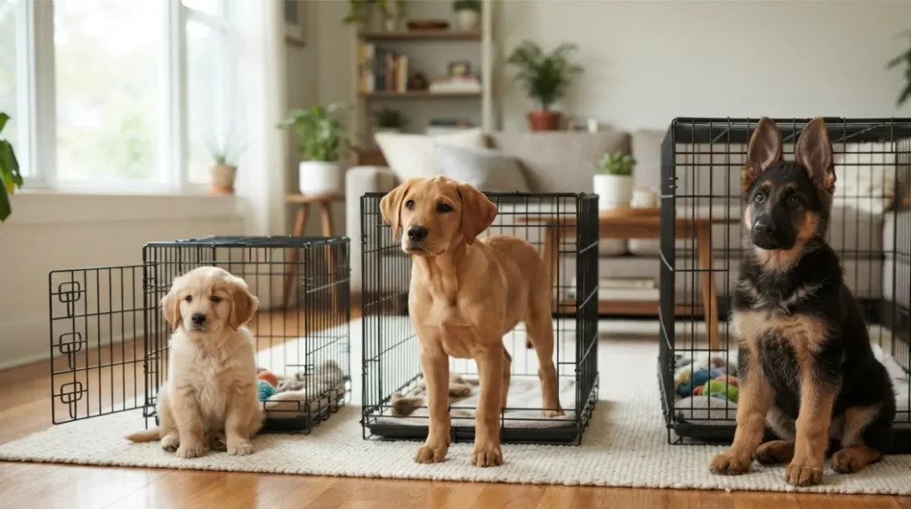 Puppy Stay and crate time shown across different puppy ages from 8 weeks to 6 months