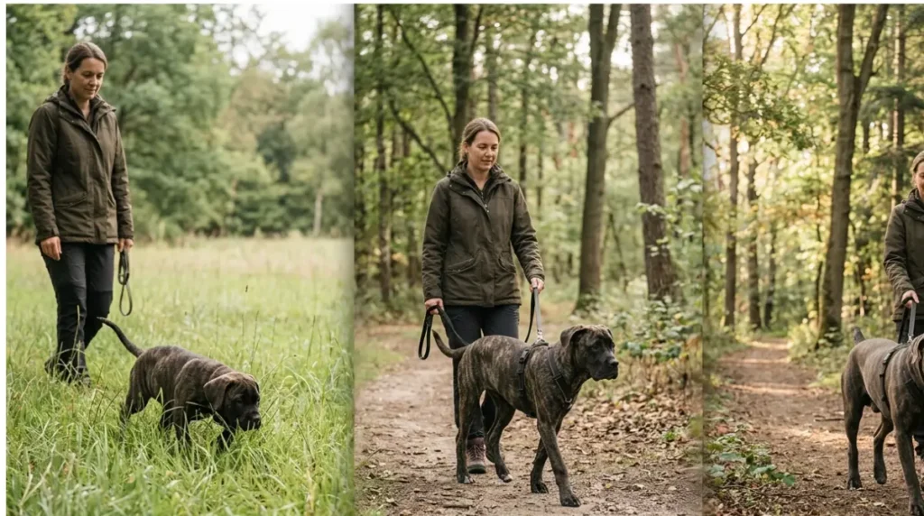 Cane Corso Exercise: puppy, adolescent, and adult dogs shown during calm, age-appropriate activity